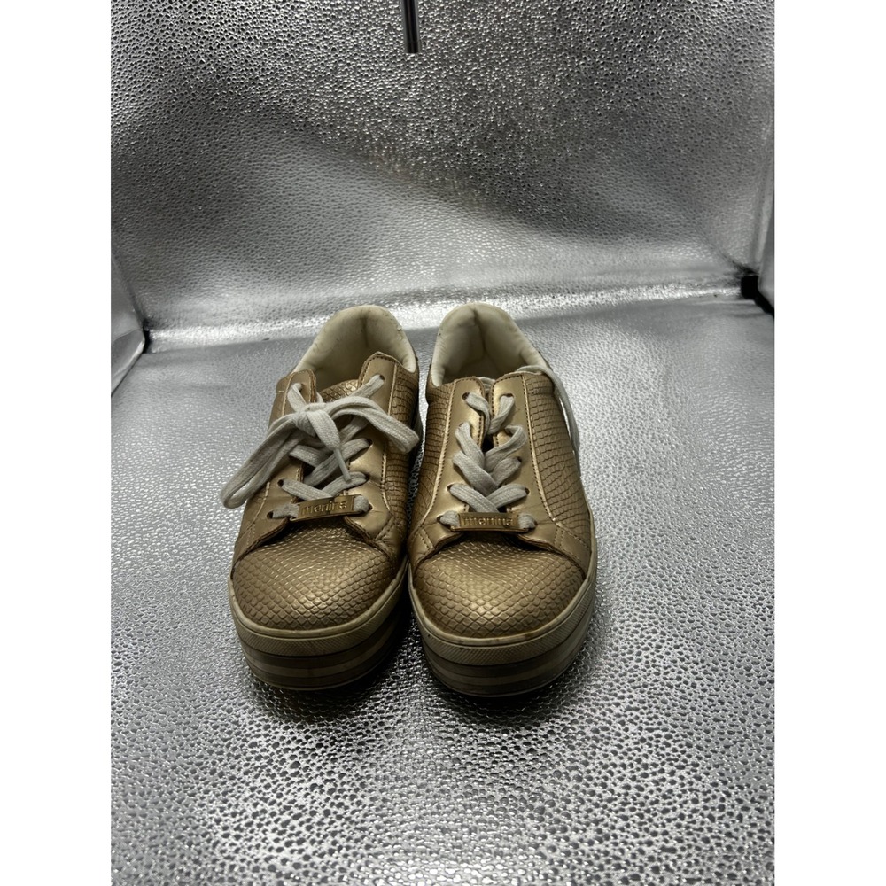 Menina Ginger Rose Gold Snakeskin Embossed Platform Sneakers Shoes Womens Size 8